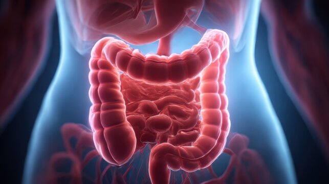 Detailed look at the human duodenum inside the body with realistic lighting and clean background