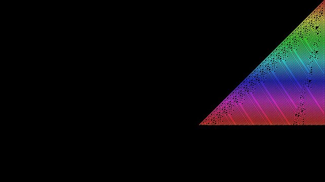 Vibrant Algorithmic Rainbow Triangle on Dark Background