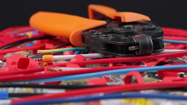 Electrotechnical materials, components and accessories on an electronic digram. 