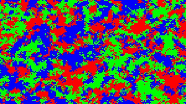 Dynamic RGB Pixelated Mosaic: Red, Green, and Blue Abstract Pattern
