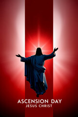 Banner poster greeting card for Religious Christian holiday Ascension day Jesus Christ AI Generative