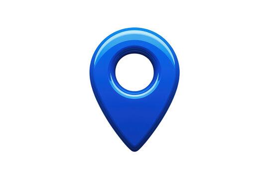 Blue 3d location pin icon representing navigation, travel, destination, and finding a place on a map
