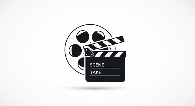 Film Reel and Clapperboard Icon.