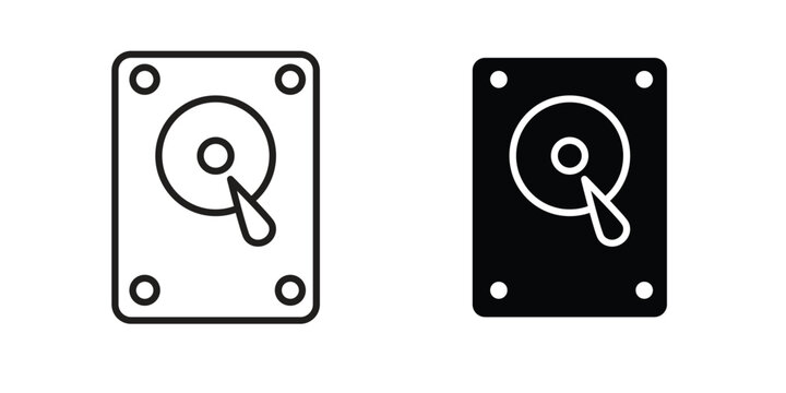 Hard Disk icon collection on white background. Vector icon art.