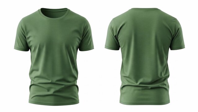 Plain Green T-Shirt Front and Back View Mockup.