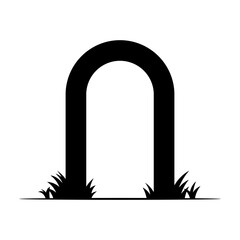 Fototapeta premium Arch on columns icon. Black silhouette. Vertical front view. Vector simple flat graphic illustration. Isolated object on white background.