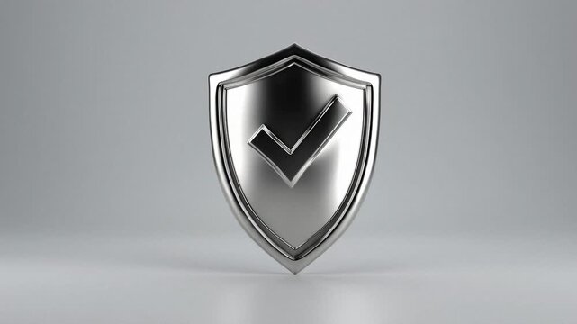Insurance shield with checkmark isolated on light background for security and protection concepts