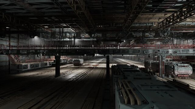 Tram front aligned for early departure, headlight glow and polished bumper on rails inside depot, morning rollout staged for commuter service with charging