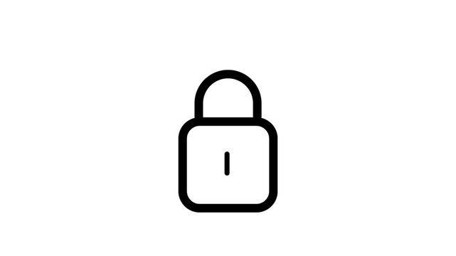 Simple Outline Lock Icon Animation Background Transparent Security Concept