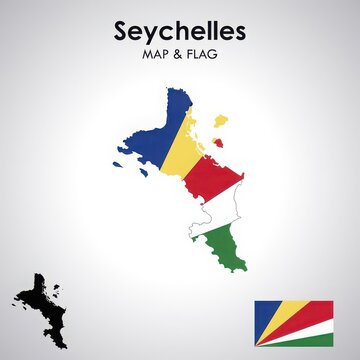 Map and flag of seychelles with the text seychelles map and flag indian ocean flag design geographic map