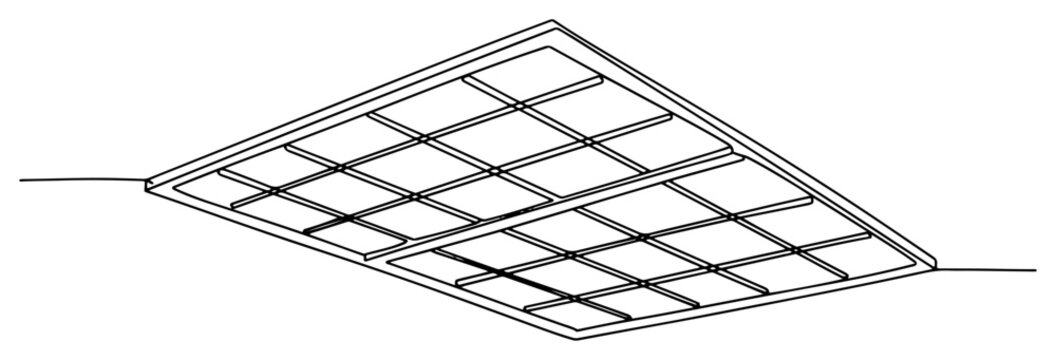 Perspective view of a rectangular grid or metal floor panel in one line art