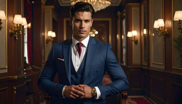 Elegant man in blue suit
