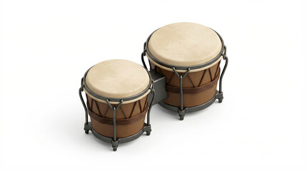 Obraz premium Two brown drums with beige tops on stands indoors