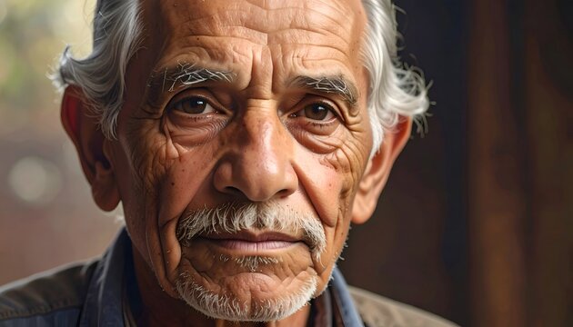 Elderly man portrait intense gaze