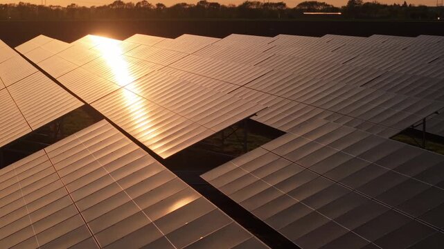 Solar Power Station Aerial Drone View Photovoltaic Panels in Countryside