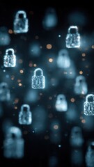 Fototapeta premium Digital Locks Floating in Cyber Space