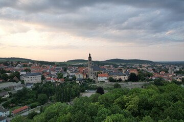 Fototapeta premium Kutna Hora aerial view of town with Saint Barbara's Church that is a UNESCO world heritage site,Czech Republic. Historic center of Kutna Hora,Bohemia Europe.