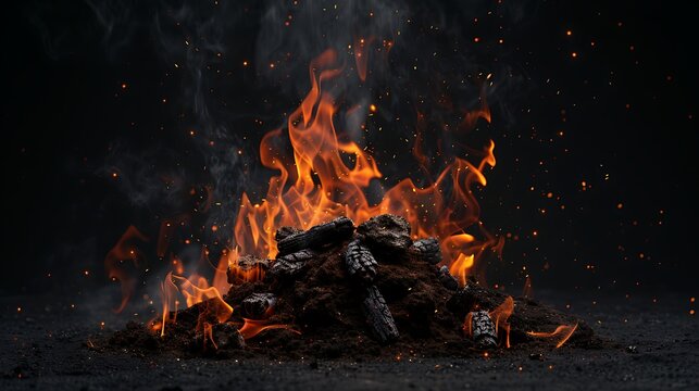 Fiery smoke explosion dark dramatic abstract high resolution picture