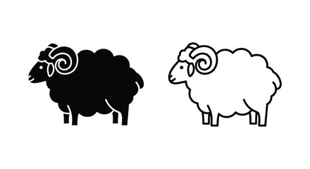 Obraz premium Ram Symbols Black White Ram Icon Designs Vector