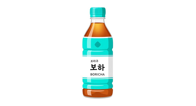 A vector graphic illustration of a Boricha bottle with Korean labeling on a white background