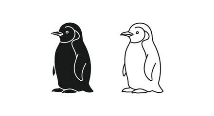 Obraz premium Penguin Illustrations Simple Black White Designs Vector