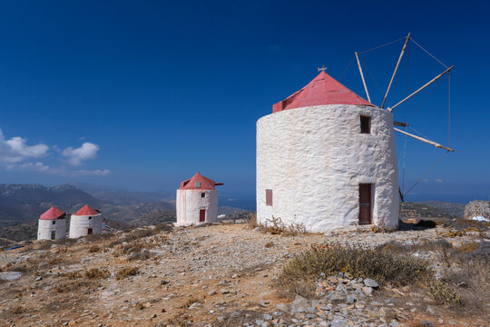 Traditional windmill in Chora, Amorgos, Greece