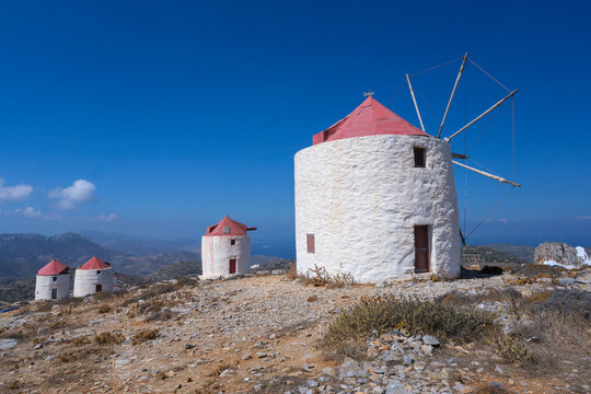 Traditional windmill in Chora, Amorgos, Greece