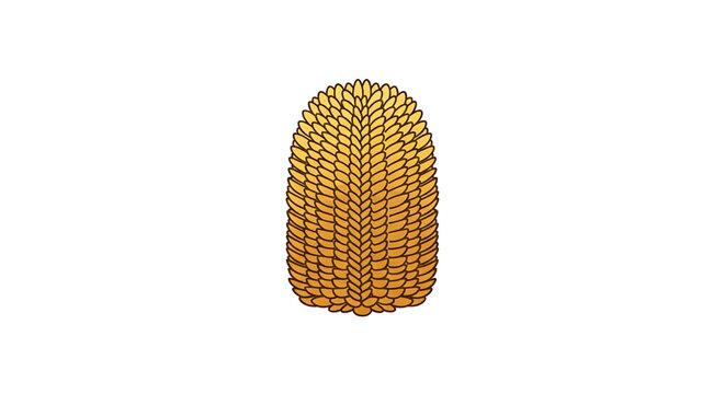 A vector graphic illustration of a pinecone on a white background