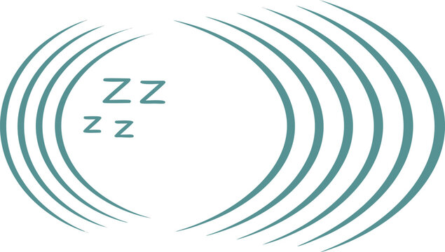 Teal sleep with curved lines and zzz symbol
