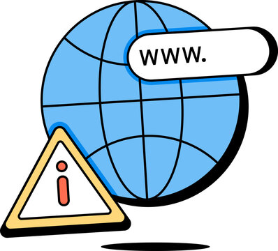 Globe world wide web bar and warning sign for internet connectivity support vector illustration
