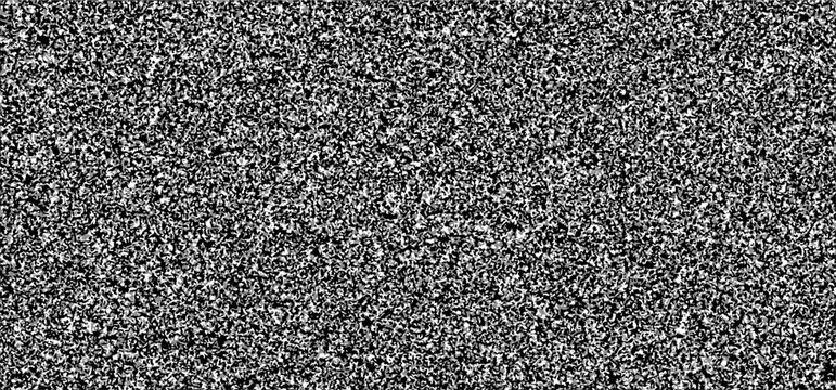Static TV Noise Texture with Vintage Glitch Effect. Retro Screen Interference Pattern for Video Overlay, VHS Grain Background, Nostalgic Television Signal Display.