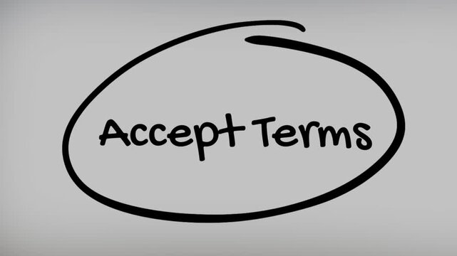 Accept Terms Hand Writing Text on Glass Screen