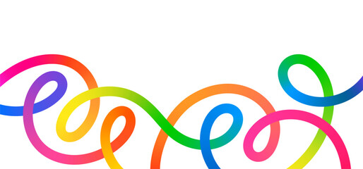 Obraz na płótnie Canvas Gradient Color Line Waves Pattern. Abstract Vector Swirl Lines in Bright Rainbow Colors. Dynamic Background Design with Flowing Ribbons with Gradation.