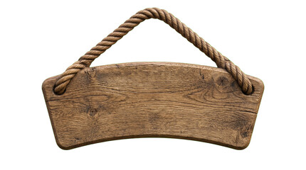Fototapeta premium Vintage Wooden Sign with Rope Hanging, Blank and Ready for Text