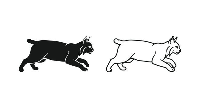 Lynx Running Silhouette Design Comparison Vector