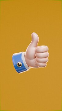 animated thumbs up icon on orange background
