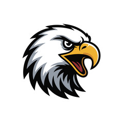 Fototapeta premium A sharp and vibrant illustration of an eagle's head with bold black, white, gray, and yellow colors