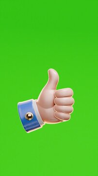 animated thumbs up icon on green screen background