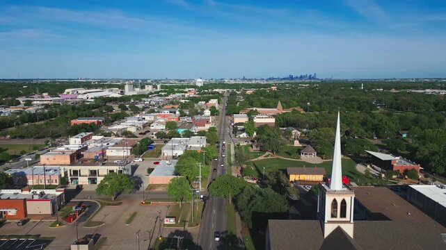 Aerial of Main Street in Irving, Texas