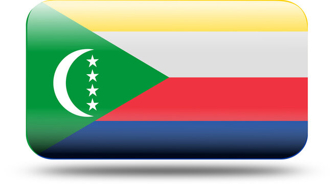 rectangle 3d look Flag of Comoro