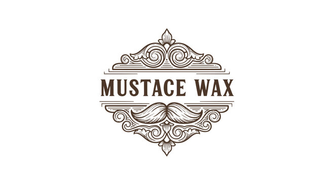 Vintage Mustace Wax Logo with Ornate Frame and Moustache