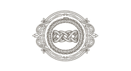 Obraz premium Vintage Engraved Celtic Knot Emblem with Ornate Frame