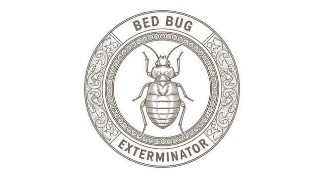 Vintage Bed Bug Exterminator Emblem with Insect Illustration