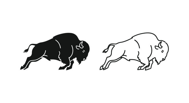 Bison Symbols Black and White Bison Clip Art Vector