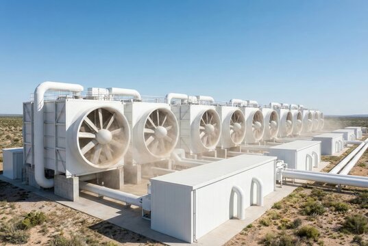 Direct air capture technology extracting atmospheric co2 in a desert
