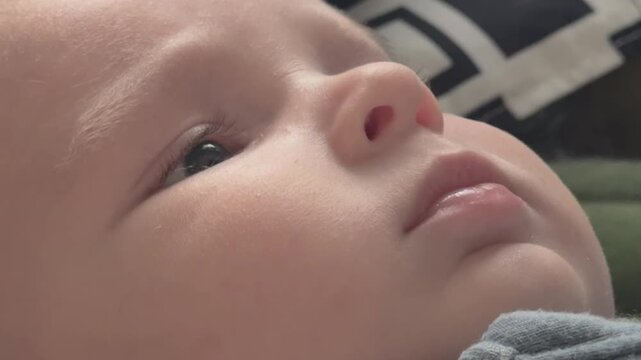 Close up of playful face of baby 4k
