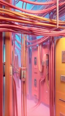 Obraz premium Futuristic Data Center Cable Corridor
