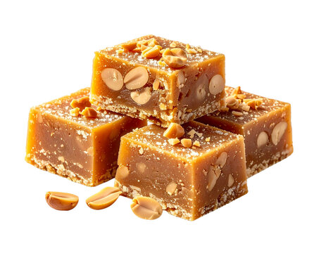 Brazilian peanut candies, scattered on top, on a transparent isolated background, PNG