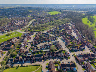 Aerial view of Orwell Avenue at Great Ashby area of Stevenage city in England