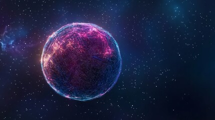 Fototapeta premium Vibrant cosmic nebula glows with pink and blue light in starry space